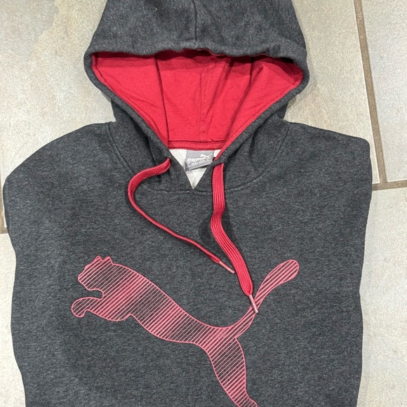 #484 Puma Men's Charcoal Hoodie with Red Highlights - Picture 11 of 13